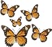 Five Brown & Orange Butterflies - Etched Vinyl Stained Glass Film, Static Cling Window Decal