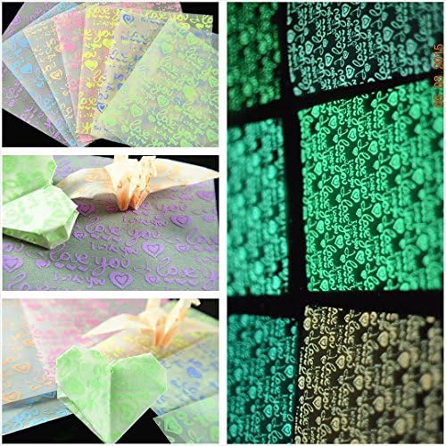 Paper 2 Pack (20 sheets) Glow in Dark Origami Crane four-leaf flower Craft Paper set35