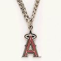 Los Angeles Angels of Anaheim Silver Tone Chain Necklace with Angels Team Logo Pendant