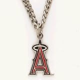 Los Angeles Angels of Anaheim Silver Tone Chain Necklace with Angels Team Logo Pendant