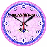NFL Baltimore Ravens Round Clock "Pink Background"