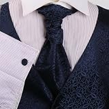 Mens Blue Patterned Dress Vest Formal Vest for Wedding Gift Set Match Tuxedo Vests ,cufflinks, hanky and Ascot Tie for Tuxedo Y&G VS2015