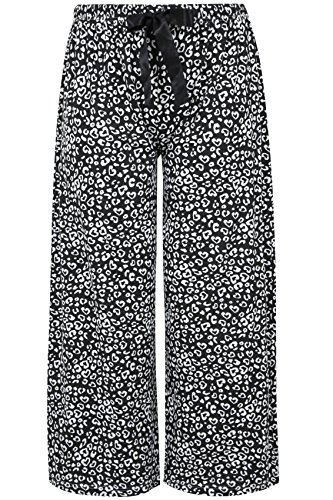 Yoursclothing Plus Size Womens Animal Print Pyjama Bottoms With Ribbon Drawcord Size 20-22 Black