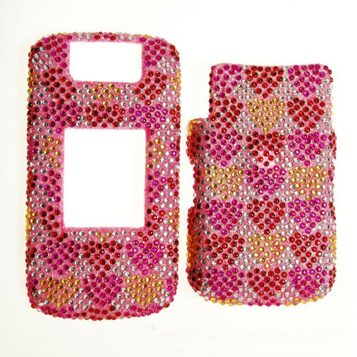 Blackberry 8220 8230 Pearl Flip Heart Full Diamond Bling Snap on Hard Case Cover Faceplate Shield Protector + 2 Bio Degradable Screen Wipes