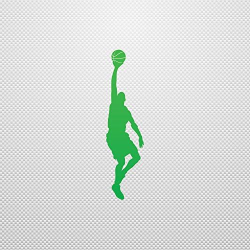 Decal Sticker Basketball Player Jump Dunk Weatherproof Skate Special Green (20 X 5.02 In)