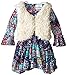 Rare Editions Little Girls' Printed Knit Dress with Faux Fur Vest