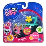 Hasbro Year 2010 Littlest Pet Shop "Special Edition Pet" Prized Pets Series Bobble Head Pet Figure Set #1933 - Pink FIREFLY with Cozy Pet Carrier (28474)IMAGE