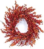 Pack of 2 Fall Harvest Artificial Orange Berry Decorative Wreaths 24
