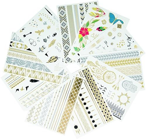 Temporary Tattoos *10 Sheets* Flash Metallic Gold Egyptian Halloween Costume