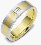 Platinum 1 Diamond and 18 Karat Gold Comfort Fit Wedding Band Ring