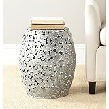 Safavieh Home Collection Stacy Steelworks Floral Iron Stool, Silver