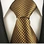 Brown & Yellow Checkerd Mens Designer 100% Silk Necktie