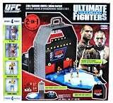 Jakks Pacific Year 2010 Ultimate Fighting Championship Micro Fighters 2-In-1 Arena Playset / Training Center with Speed Bag, Heavy Bag, Punching Dummy, Big Screen with Insert, 2 Safety Tabs, 2 Labels and 4 Fighter Figures (Anderson Silva, BJ Penn, Chuck Liddell and Frank Mir)