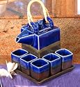 Asian Nouveau Tea Set - Blue and Slate