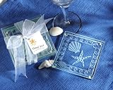 Shell and Starfish Frosted Glass Coasters – Baby Shower Gifts & Wedding Favors