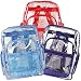 (60 Pieces) Red + Blue + Purple Trim K-Cliffs Clear Transparent PVC School Backpack/ Book Bag/ Day Pack
