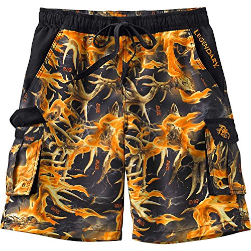 Legendary Whitetails Youth Whitewater Cargo Blaze Camo Swim Trunks