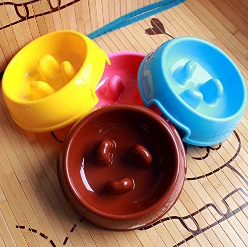 Lanfeld Small or Large Dog Food Go Slow Feed Anti-gulping Bowl (Small, Blue)