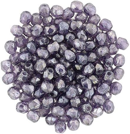 Tanzanite Luster Faceted Round Glass Beads -2mm