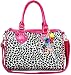 Womens Designer Black and White Patent Animal Print Bowling Handbag