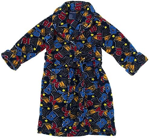Blue Basketball Plush Bath Robe for Little Boys 3T