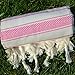 Dandelion - Ivory Basic Pattern - 100% Naturally-Dyed Cotton Turkish Towel Peshtemal - 71x39 Inches - Pink