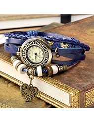 Fashion Quartz Wrap Weave Around Leather Bracelet Lady Woman Wrist Watch