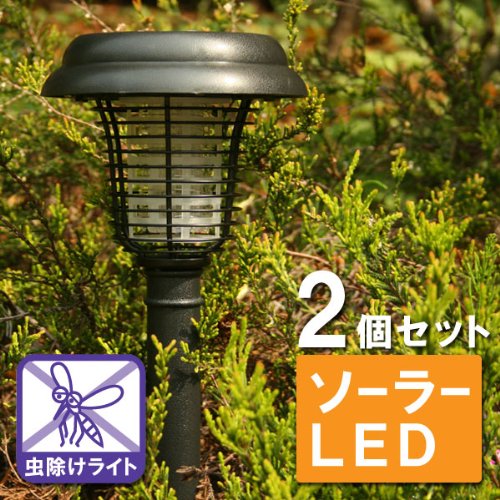 【2個セット】蚊を撃退！ソーラー殺虫ライト