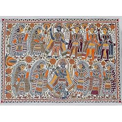 Mixed Media Art Madhubani Paintings Home Decor Organic Color Paper 22 x 30 inches