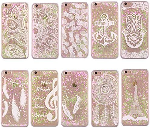 SHANGFENG 3D Quicksand Bling Glitter love hearts Liquid Floating Moving Hard Protective Case for iPhone 6/6S Plus 5.5"(Half flower)