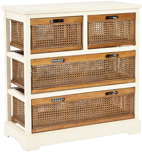 Safavieh American Home Collection Emma Off-White and Walnut Four Drawer Storage Cabinet On Sale