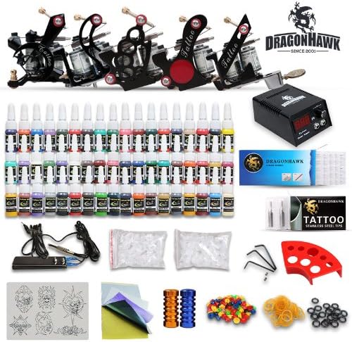 Tattoo Kit New 5 top Machine Guns Set Power Supply 54 Colors YMX-018
