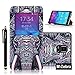 Galaxy Note 4 Case,M-Zebra Premium PU Flip Leather Window View Design Display Caller ID Time Table Case Cover for Samsung Galaxy Note 4,with Screen Protectors+Stylus+Cleaning Cloth (Elephant)