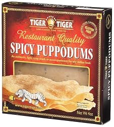 Tiger Tiger Indian Spicy Puppodums, 4-Ounce Boxes (Pack of 12)