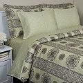 Boho Medallion Green Brown Duvet Cover Bedding Set Queen