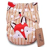 iZiv新生児1厚いおむつ付きオーガニック幼児防水/調整/再利用可能/洗えるポケット布おむつのフィット赤ちゃん0.5-3歳(フォックス)