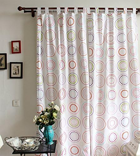 Curtains Star Print Faux India Cotton 2 panel sheer curtains for Living Room (Polka Dot,78.6*78.6In)