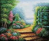 Art Reproduction Oil Painting - Cottage Scenes: Garden of Serenity - Classic 20 X 24 - Hand Painted Canvas Art