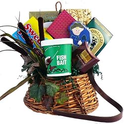 Art of Appreciation Gift Baskets Let's Go Fishing Creel Snack and Treats Gift Basket