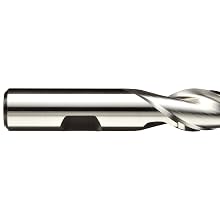 Niagara Cutter A208 High-Speed Steel End Mill, Aluminum Cutting, High Helix, Uncoated (Bright), 2 Flutes, Square End