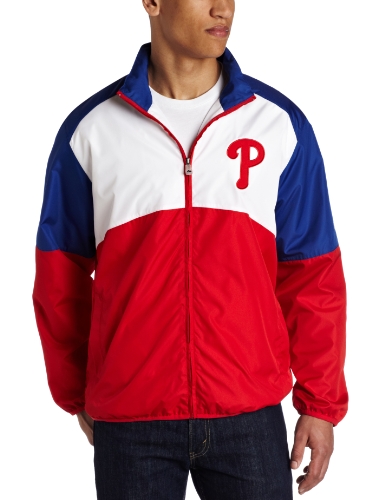 MLB Men's Philadelphia Phillies Sports Night Lightweight Full Zip Jacket (Athletic Red/Deep Royal/White, Large) at Amazon.com