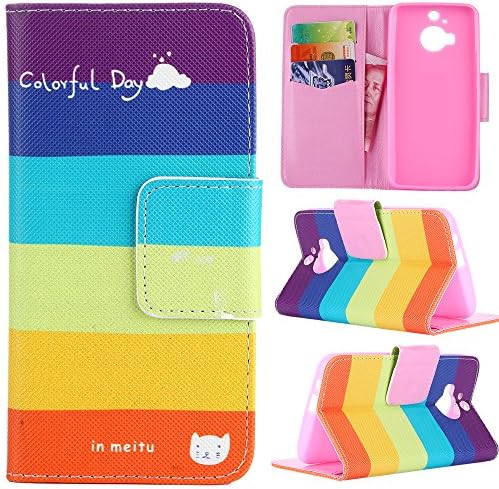 HTC M9 Plus Case Cover Printed Series Premium Flip PU Leather Wallet Protective Case with Stand for HTC M9 Plus Rainbow