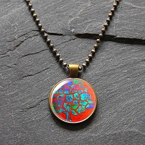 Picture Pendant Necklace with a Tree Painting under a glass dome Bezel Pendant Art Photo Necklace by Ducky Rubin for StudioDjewelry