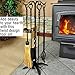 WoodEze FTKB05685TA 5 Piece Black Wrought Iron Fireplace Tool Set with Twist Design