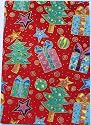 A4 sheet of self adhesive fabric for cardmaking & craft - Christmas trees and gifts