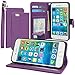 Evecase iPhone 6S Case, Leather Wallet Folio Case with Credit Card ID Slots, Currency Pocket, Hand Strap and Stand for Apple iPhone 6S / 6 4.7-inch Smartphone - Purple