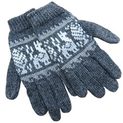 Alpaca Natural Fiber Gloves - Charcoal Mist Sky (Women/men) [Apparel]