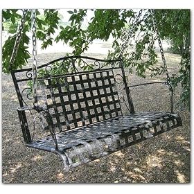 Iron Outdoor Patio or Porch Bench Swing - Marble Grey