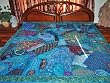ZARDOZI EMBROIDERED BEADS SARI TAPESTRY BEDSPREAD COVERLET THROW WALL HANGING