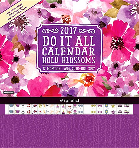 Orange Circle Studio 17-Month 2017 Do It All Magnetic Wall Calendar, Bold Blossoms (Do It All Wall)